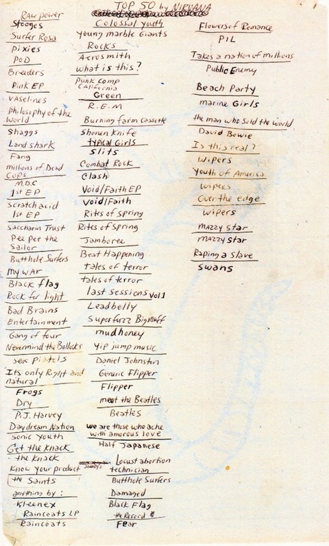 Kurt Cobain  50 favorite albums